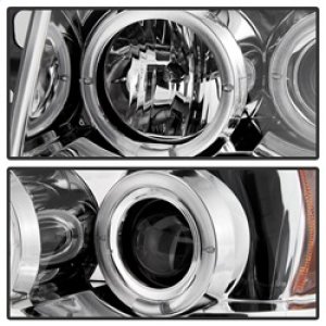 Nissan Titan Headlight Set - SPYDER - Projector, LED Halo - Chrome - `04-`14