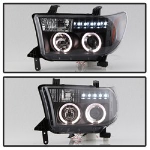 Toyota Tundra Headlights - SPYDER - Projector LED Halo - Black - `07-`13