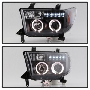 Toyota Tundra Headlights - SPYDER - Projector LED Halo - Black - `07-`13