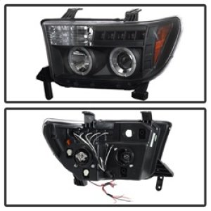 Toyota Tundra Headlights - SPYDER - Projector LED Halo - Black - `07-`13