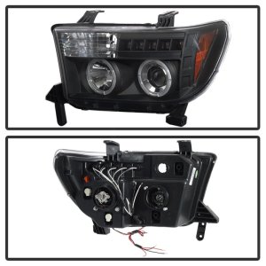 Toyota Tundra Headlights - SPYDER - Projector LED Halo - Black - `07-`13