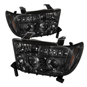 Toyota Tundra Headlights - SPYDER - Projector LED Halo - Smoke - `07-`13