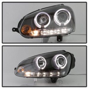 Volkswagen GTI Headlights - SPYDER - Halo LED Projector - DRL - Black - `06-`09