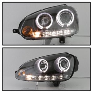 Volkswagen GTI Headlights - SPYDER - Halo LED Projector - DRL - Black - `06-`09