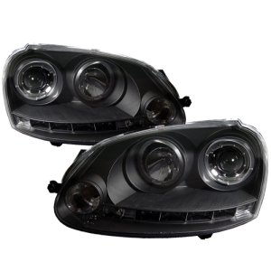 Volkswagen GTI Headlights - SPYDER - Halo LED Projector - DRL - Black - `06-`09
