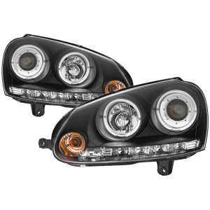 Volkswagen GTI Headlights - SPYDER - Halo LED Projector - DRL - Black - `06-`09