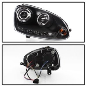 Volkswagen GTI Headlights - SPYDER - Halo LED Projector - DRL - Black - `06-`09