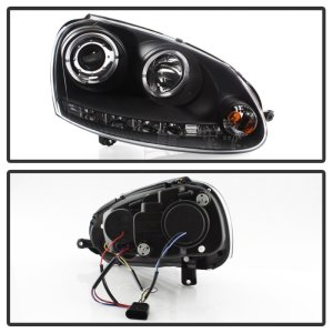 Volkswagen Jetta Headlights - SPYDER - Halo LED Projector - DRL - Black - `06-`09