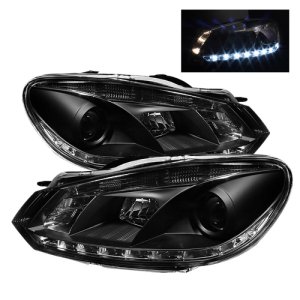 Volkswagen Golf Headlights - SPYDER - DRL Projector - Black - `10-`13