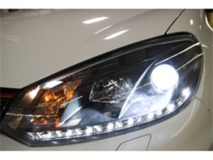 Volkswagen Golf Headlights - SPYDER - DRL Projector - Black - `10-`13