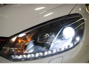 Volkswagen Golf Headlights - SPYDER - DRL Projector - Black - `10-`13
