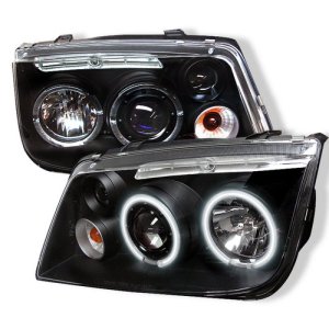 Volkswagen Jetta Headlights - SPYDER - CCFL Halo Projector - Black - `99-`05