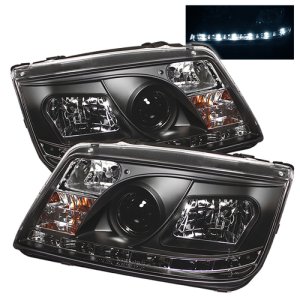 Volkswagen Jetta Projector Headlights - SPYDER - DRL - Black - `99-`05