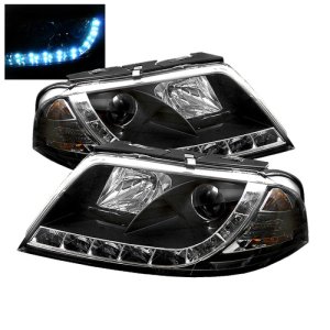 Volkswagen Passat Headlights - SPYDER - Projector DRL - Black - `01-`05