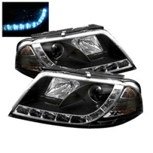 Volkswagen Passat Headlights - SPYDER - Projector DRL - Black - `01-`05