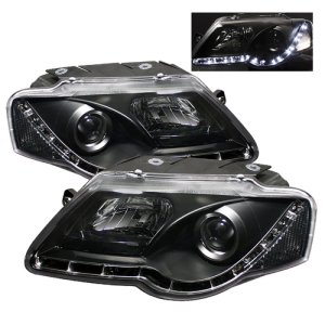 Volkswagen Passat Headlights - SPYDER - Projector DRL - Black - `06-`08