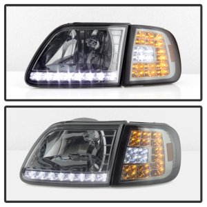 Ford F-150 Headlights - Front - SPYDER - xTune Crystal + Clear LED Corners - Smoke - `97-`03 Ford F-150 Headlights - Front - SPYDER - xTune Crystal + Clear LED Corners - Smoke - `97-`03