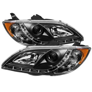 Mazda 3 Headlights - SPYDER - DRL LED Projector - Black - `04-`08