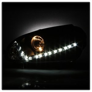Volkswagen GTI Headlights - SPYDER - DRL LED Projector - Black - `06-`09