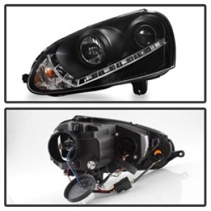 Volkswagen GTI Headlights - SPYDER - DRL LED Projector - Black - `06-`09