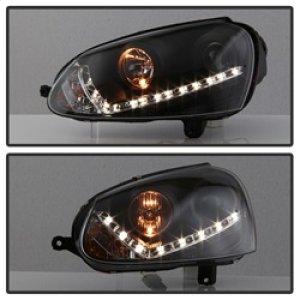 Volkswagen Jetta Headlights - SPYDER - DRL LED Projector - Black - `06-`09