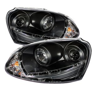 Volkswagen Jetta Headlights - SPYDER - DRL LED Projector - Black - `06-`09