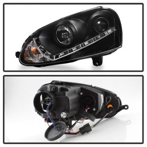 Volkswagen Jetta Headlights - SPYDER - DRL LED Projector - Black - `06-`09