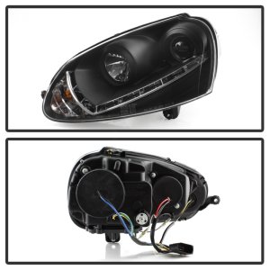 Volkswagen GTI Headlights - SPYDER - DRL LED Projector, Xenon/HID Model Only - Black - `06-`09