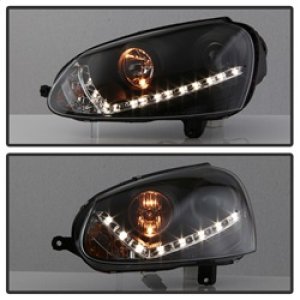 Volkswagen GTI Headlights - SPYDER - DRL LED Projector, Xenon/HID Model Only - Black - `06-`09
