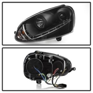 Volkswagen GTI Headlights - SPYDER - DRL LED Projector, Xenon/HID Model Only - Black - `06-`09