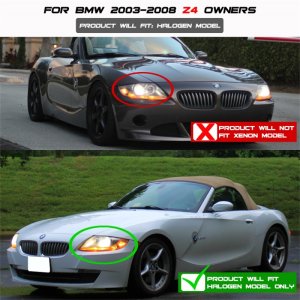 BMW Z4 Projector Headlights - SPYDER - LED Halo - Black - `03-`08