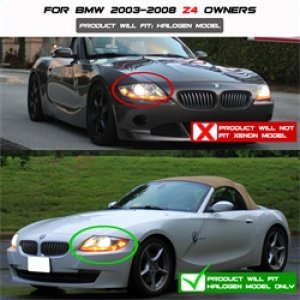 BMW Z4 Headlights - SPYDER - Projector, LED Halo - Chrome - `03-`08 BMW Z4 Headlights - SPYDER - Projector, LED Halo - Chrome - `03-`08