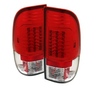 Ford Super Duty LED Tail Lights - SPYDER - Version 2 - Red/Clear - `08-`15