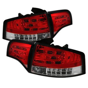 Audi A4 Tail Lights - SPYDER - LED - Red Clear - `06-`08