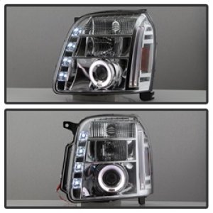 GMC Yukon Headlights - SPYDER - Projector LED Halo - Chrome - `07-`14