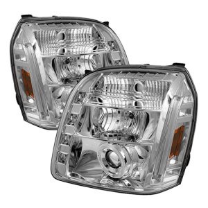 GMC Yukon XL Headlights - SPYDER - Projector LED Halo - Chrome - `07-`14