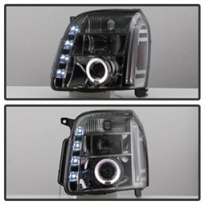 GMC Yukon Headlights - SPYDER - LED Halo Projector - Smoked - `07-`14