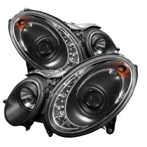 Mercedes-Benz E-Class Headlights - SPYDER - Projector + DRL - Black - `07-`09