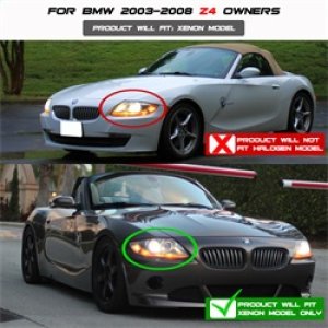 BMW Z4 Headlights - SPYDER - Projector, LED Halo, Xenon/HID Only - Black - `03-`08
