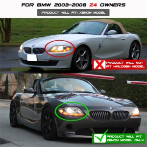 BMW Z4 Headlights - SPYDER - Projector, LED Halo, Xenon/HID Model Only - Chrome - `03-`08