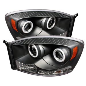 Dodge Ram 1500 Headlight Set - SPYDER - CCFL Halo LED Projector - Black - `06-`08