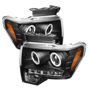 Ford F150 Headlights - SPYDER - CCFL Halo LED Projector - Black - `09-`14