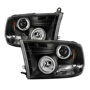 Dodge Ram 1500 Headlights - SPYDER - Projector with CCFL Halo - Black - `09-`14