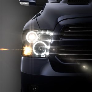 Dodge Ram 1500 Headlights - SPYDER - Projector with CCFL Halo - Black - `09-`14