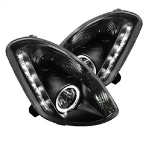 Infiniti G35 Headlights - SPYDER - LED Halo DRL - Black - `03-`04