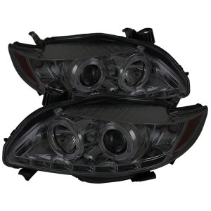 Toyota Corolla Projector Headlights - SPYDER - LED Halo DRL - Smoke - `09-`10