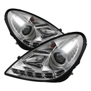 Mercedes-Benz SLK Headlights - SPYDER - DRL Projector Halogen Model - Chrome - `05-`10