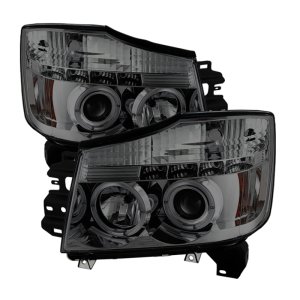Nissan Titan Headlights - SPYDER - LED Halo Projector - Smoke - `04-`14 Nissan Titan Headlights - SPYDER - LED Halo Projector - Smoke - `04-`14
