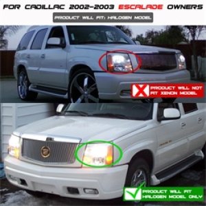 Cadillac Escalade Headlights - SPYDER - Projector Halogen Model - LED Halo DRL - Chrome - `02-`06