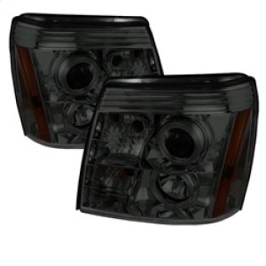Cadillac Escalade Headlights - SPYDER - Projector Halogen Model - LED Halo DRL - Smoke - `02-`06
